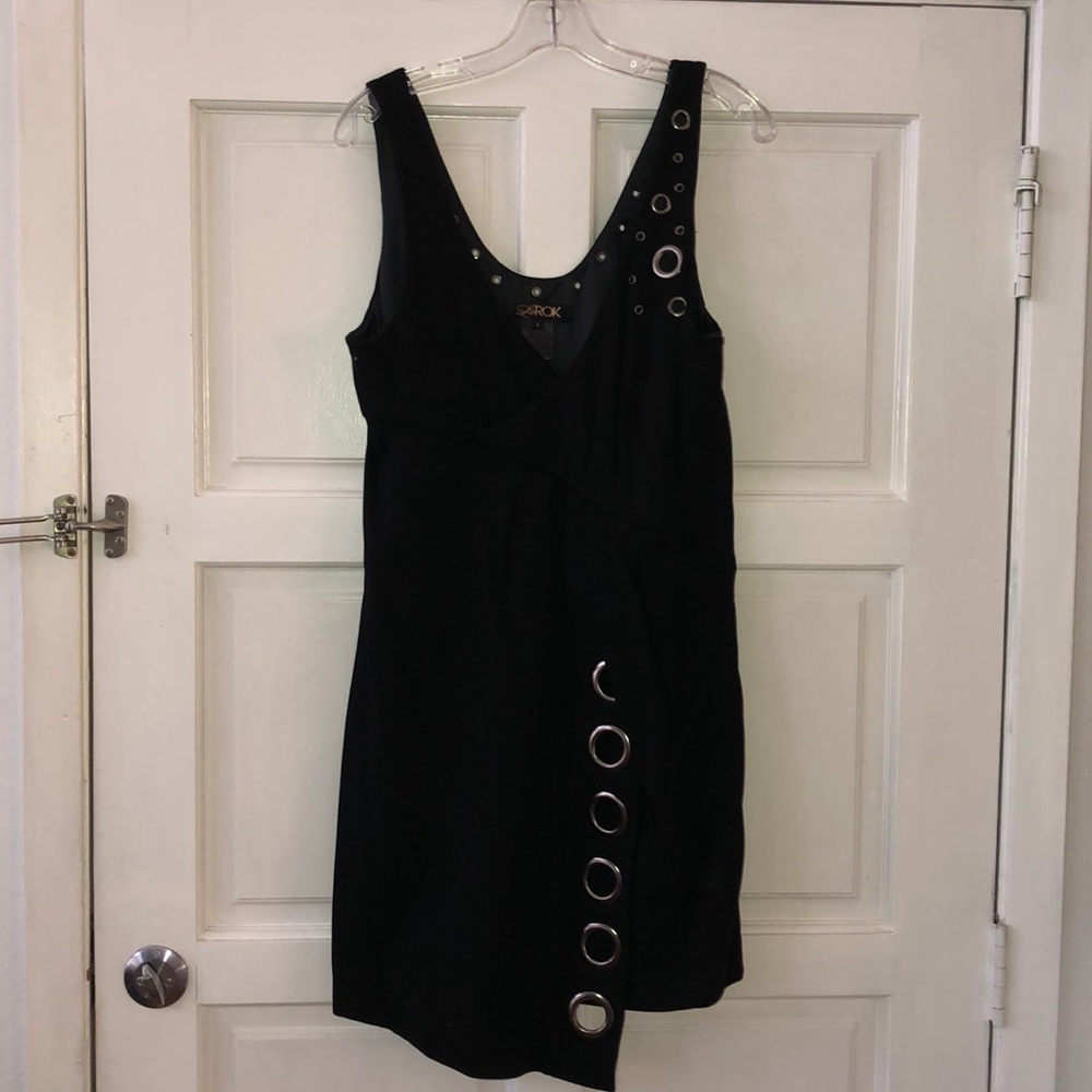 La Rok black knit gromet dress sz L - Picture 4 of 5